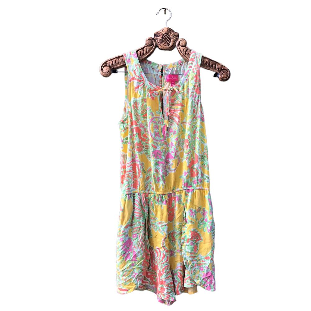 Lilly Pulitzer for Target Yellow Multi Floral Print Sleeveless Romper